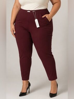 Vince NWT Stretch Burgundy Pants Italian Fabric Side Zipper Size XXL
